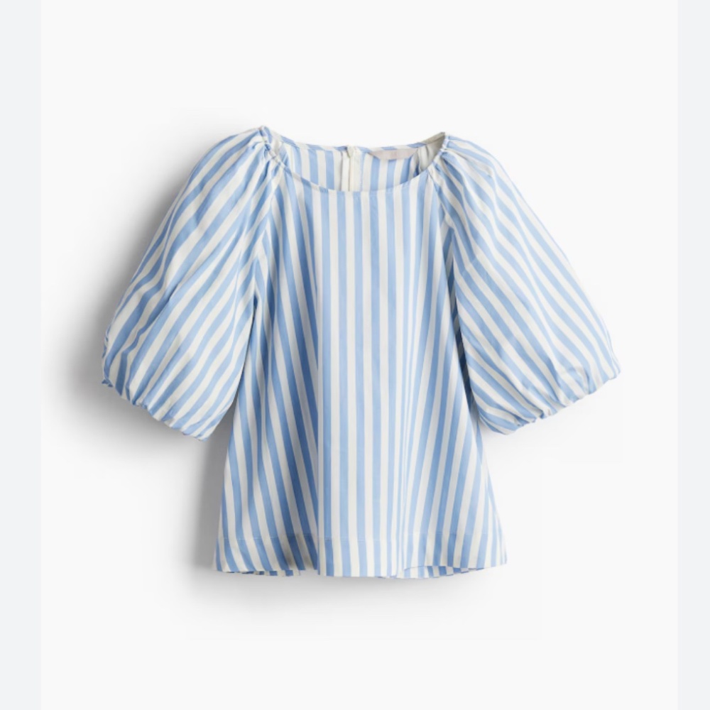 H&M Puff Balloon Sleeve Striped Blouse